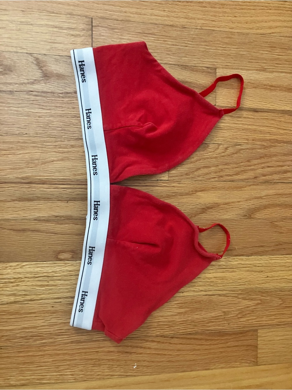 Hanes Red Bralette with Elastic Logo Band